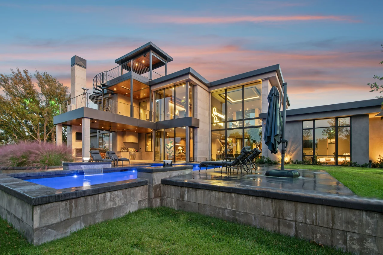Contemporary architecture at dusk