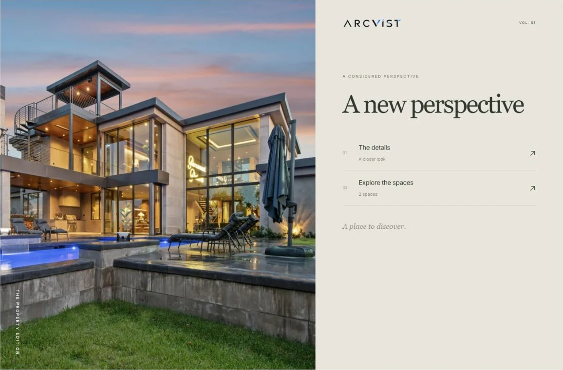 Actual Editorial menu showing the A new perspective illustrative sample