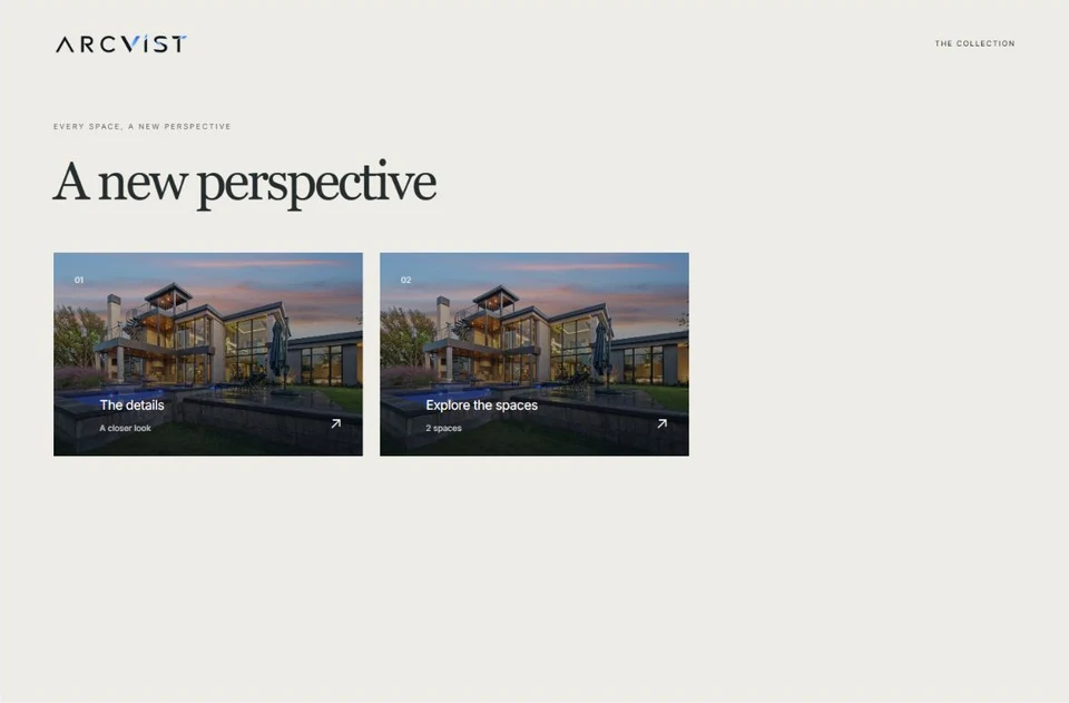 Gallery: Photographic menu entries give visitors a visual route into the available sections.
