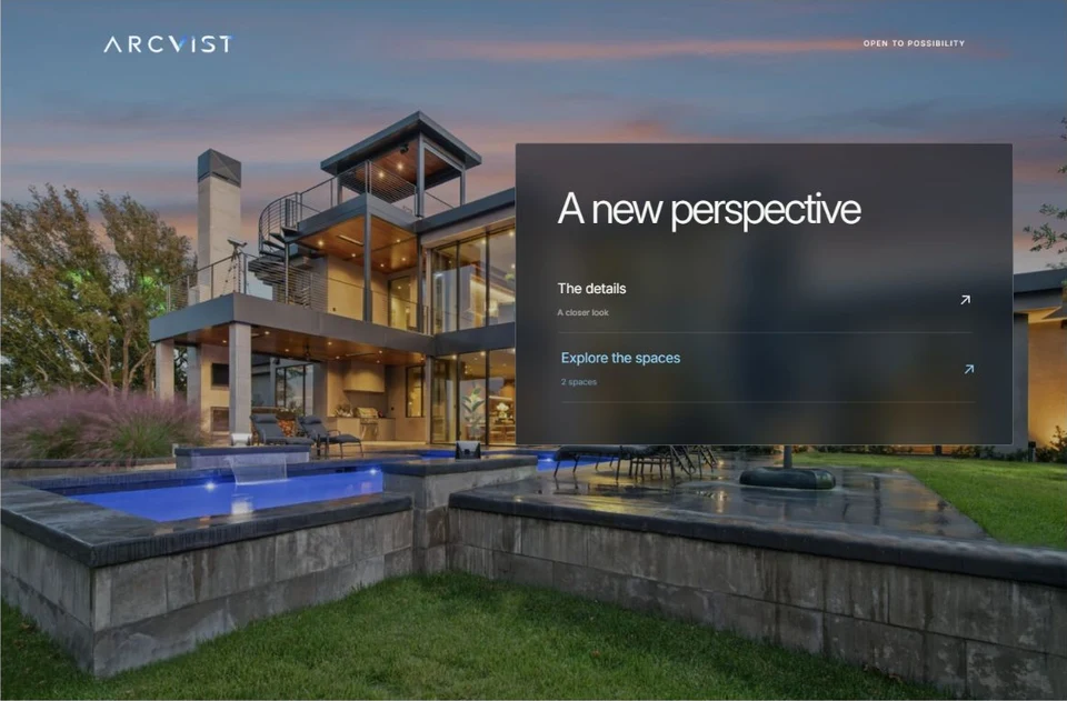 Glass: A translucent menu layered over your chosen property photograph.